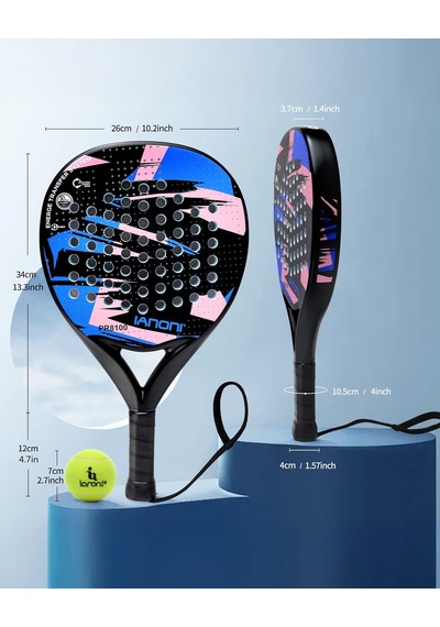 Karbon Fiber Padel Raketi Mavi-pembe