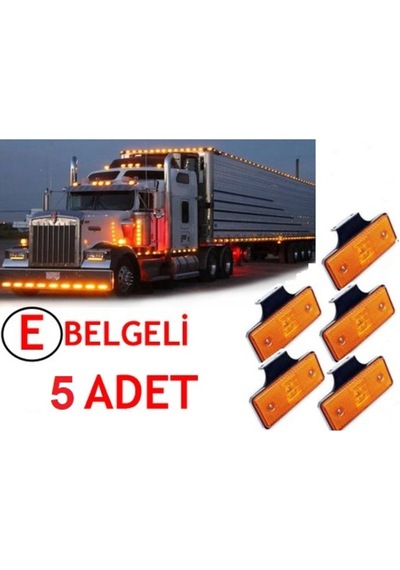 Dorse Yan Kasa Led Lamba 12V Sarı E Belgeli 5 Adet