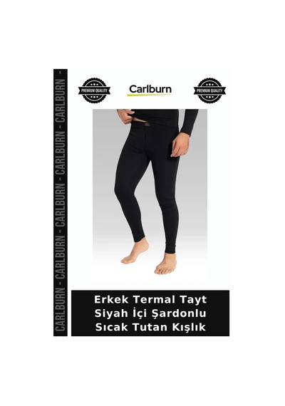 Carlburn Erkek Termal Tayt Siyah İçi Şardonlu Sıcak Tutan Kışlık Sade Tarz Yılbaşı Hediyesi Basic Giyim