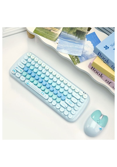 Mofıı Candy Kablosuz Klavye Mouse Seti 2.4g Yuvarlak Tuşlu Kompakt Renkli Set Optik