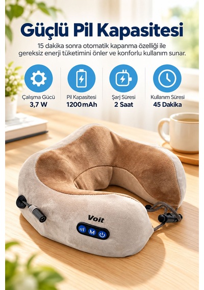 Soft Relax Masajlı Seyahat Yastığı Boyun Masaj Yastığı U Şekilli Yumuşak Dokulu