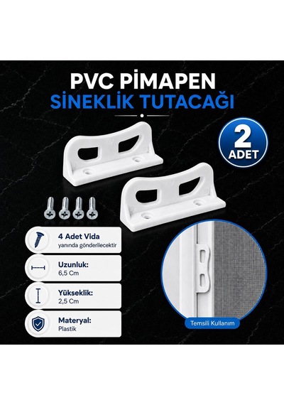 2 Adet Pimapen Pvc Pencere Kapı Sineklik Kolu Plastik L Tipi Tutucu Tutamağı Genel