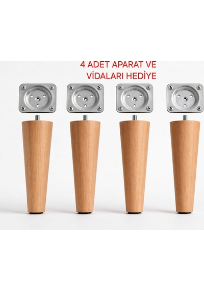 Turkıshrug Kıngdom 4'lü Ahşap Konik Ayak 30 Cmgürgen Koltuk Ayağı Baza Ayağı Tv Ünitesi Ayağı Mobilya Ayağı Koltuk Ayağı Turuncu
