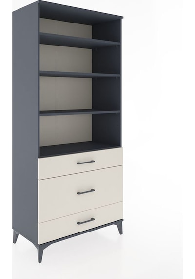 Hyperion Dolap 4 Raflı 3 Çekmeceli 88x44x195 Antrasit-aytaşı Antrasit