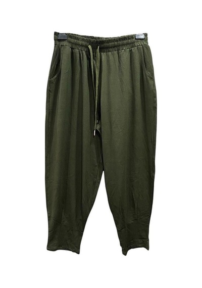 Petunya Butik Paça Pensli Viscon Pantolon Haki Yeşili