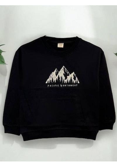 Zekids Erkek Çocuk Northwest Baskılı İnce Sweat-14276 Siyah