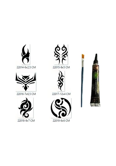 Airbrush Tattoo Tribal Tasarımlar Hint Kınalı Geçici Dövme Yapma Seti