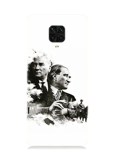 Xiaomi Redmi Note 9 Pro Uyumlu Siyah Beyaz Mustafa Kemal Atatürk Desenli Silikon Kılıf