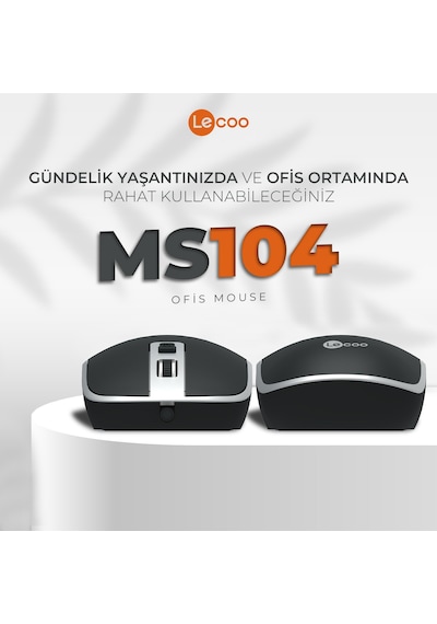 Lecoo MS104 USB Kablolu 1600DPI 4 Tuşlu PC, Mac, Dizüstü Bilgisayar ile Uyumlu Optik Mouse