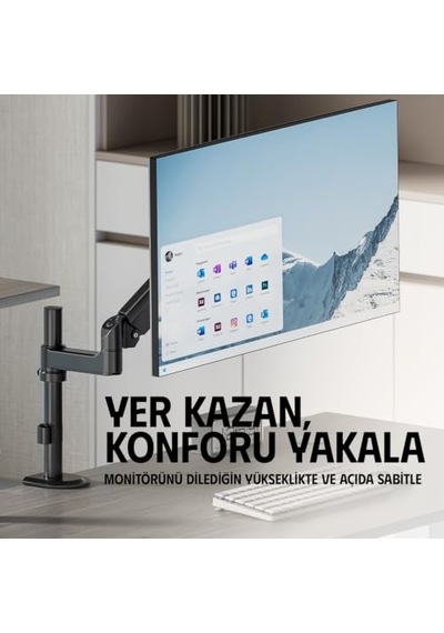Ergoflex Ef S10 Siyah 22-40inch Uyumlu Amortisörlü 2-12 Kg Monitör Standı 2026 Versiyon