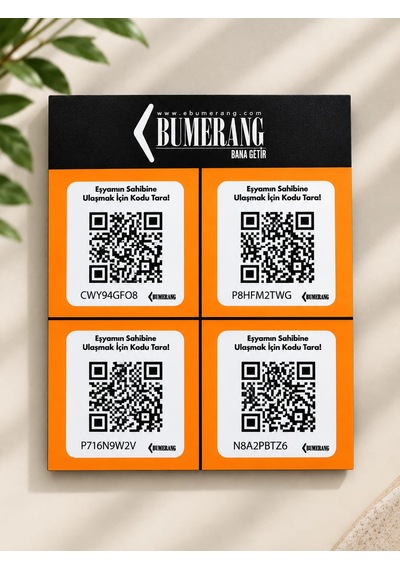 Ebumerang E-bumerang Akıllı Qr Kodlu Valiz Ve Bagaj Etiketi 4'lü Paket Beyaz - Siyah