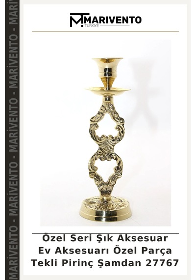 Özel Seri Şık Aksesuar Ev Aksesuarı Özel Parça Tekli Pirinç Şamdan 27767 Çok Renkli