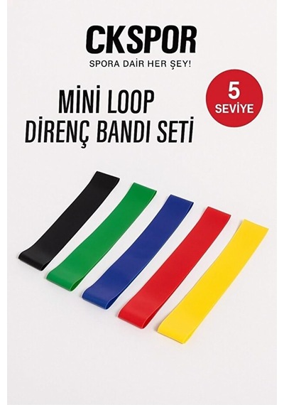 Ayrex Aerobik Bant 5'li Seti, Kademeli Dirençli Spor Lastik, Çok Renkli