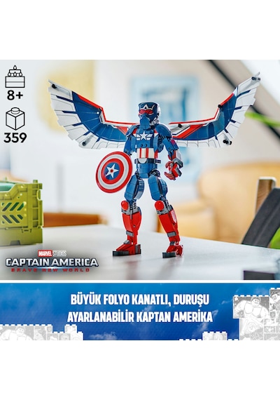 LEGO® Marvel Yeni Kaptan Amerika Yapım Figürü 76296 - 8 Yaş ve Üzeri Süper Kahraman Seven Çocuklar için Yaratıcı Oyuncak Yapım Seti (359P)