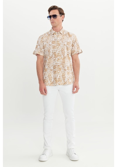 AC&Co / Altınyıldız Classics Erkek Beyaz-kahve Slim Fit Dar Kesim Gizli Düğmeli Yaka %100 Pamuk Baskılı Gömlek Beyaz - Kahverengi AC&Co / Altınyıldız Classics Erkek Beyaz-kahve Slim Fit Dar Kesim Gizli Düğmeli Yaka %100 Pamuk Baskılı Gömlek Beyaz - Kahverengi