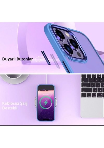 Apple Uyumlu iPhone 14 Pro Max Kılıf Power Silikon Lila\