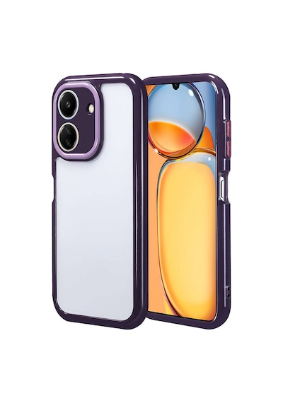 Zore Xiaomi Poco C65 Kılıf Kamera Korumalı Renkli Kenar Ve Çerçeve Tasarımlı Nvth Vitamin Kapak-derin Mor