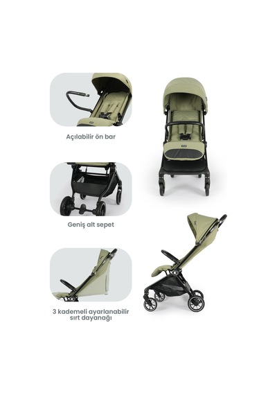 Kanz Bold Autofold Kabin Boy Bebek Arabası Forestgreen