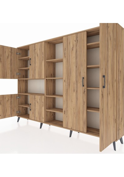 Arges Dolap 13 Raflı 6 Kapaklı 220x30x163 Çam-çam Çam-çam