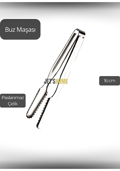 Buz Maşası Paslanmaz Buz Kaşığı Çelik İnox 16 Cm Metalik Gri