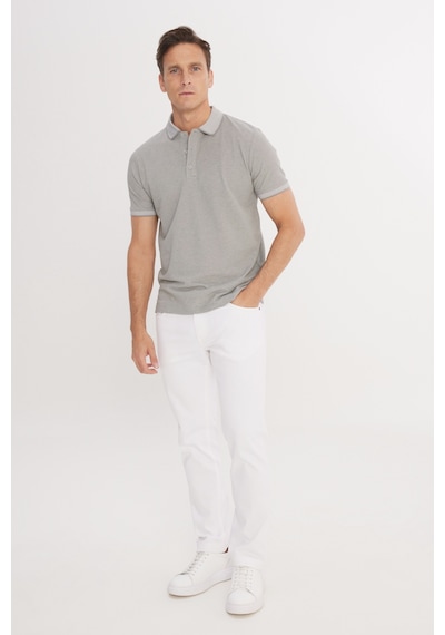 Ac&Co / Altınyıldız Classics 465126598 Düğmeli Polo Yaka Cepsiz Slim Fit Erkek Tişört Gri