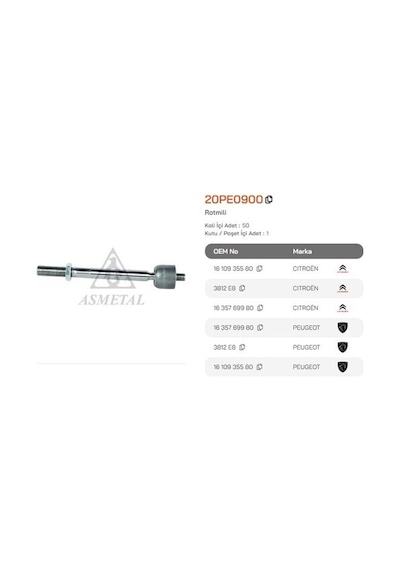 Asmetal 20pe0900 Rotmili C3 Picasso P207 P207sw 1.4 Hdı 1.6 Hdı 06 46476755