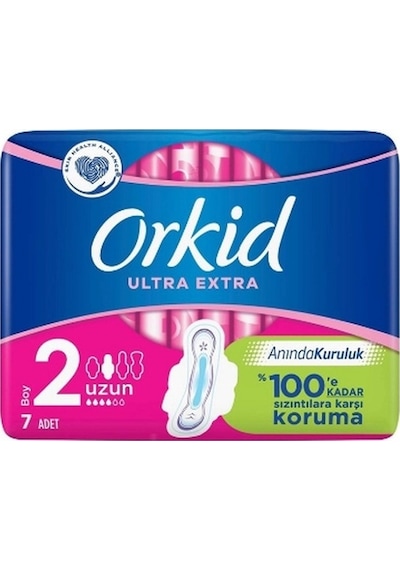 Orkid 2 Ultra Extra Tekli Uzun Hijyenik Ped 4 x 7'li