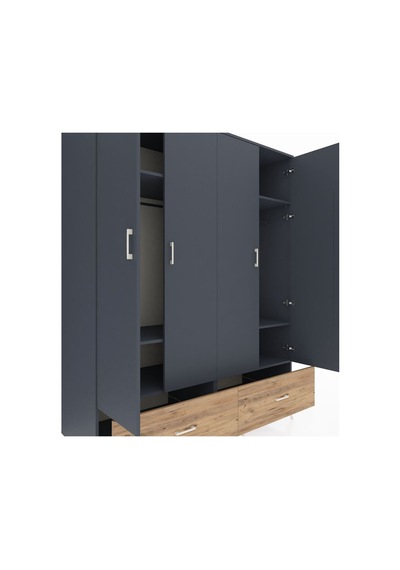 Kronos Gardrop 6 Raflı 2 Çekmeceli 2 Askılı 176x59x221 Antrasit-antrasit/çam Antrasit/çam Kronos Gardrop 6 Raflı 2 Çekmeceli 2 Askılı 176x59x221 Antrasit-antrasit/çam Antrasit/çam