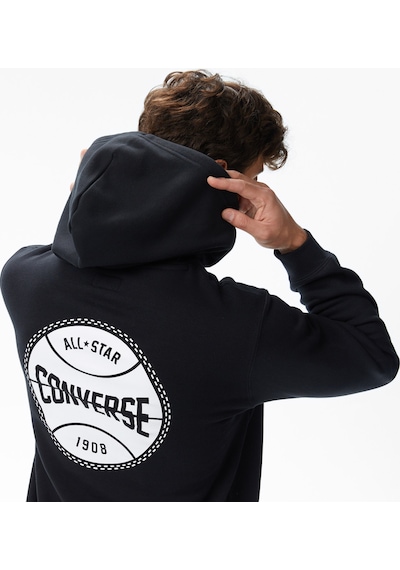 Converse Classic Erkek Grafik Baskılı Siyah Hoodie