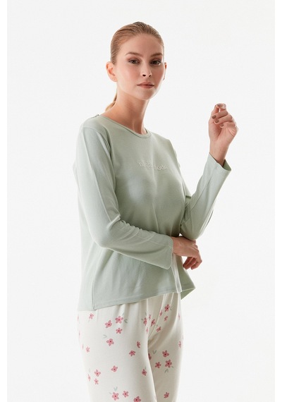 Fullamoda Yazı Baskılı Bisiklet Yaka 2 Li Pijama Takımı 24mıcg631216548-su Yeşili SU YEŞİLİ Fullamoda Yazı Baskılı Bisiklet Yaka 2 Li Pijama Takımı 24mıcg631216548-su Yeşili SU YEŞİLİ