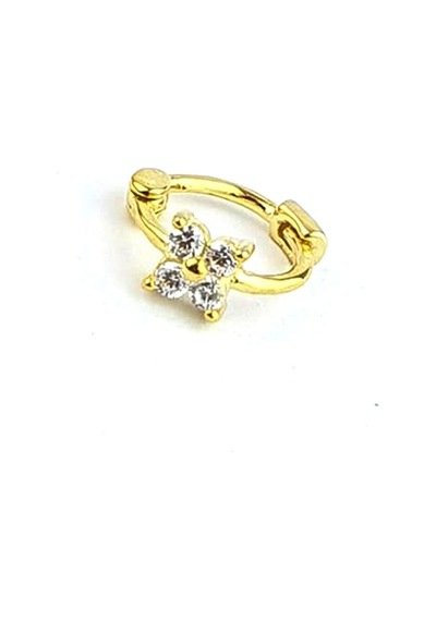 Zirkon Taş Detaylı 925ayar Gümüş Üzerine Altın Kaplama Tragus Kıkırdak Halka Piercing 6mm Cap Altın