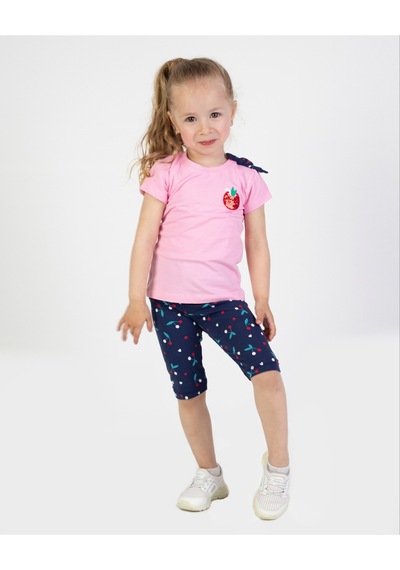 Harika Kids Kız Bebek Kaprili Kısa Kollu Apolet Baskılı Yazlık Basic Alt-üst Takım 6-24 Ay 001