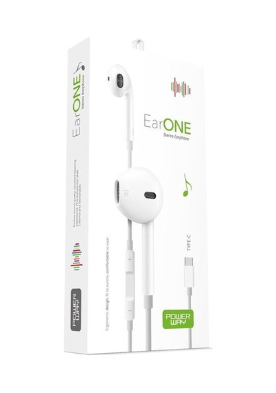Powerway Earone Mikrofonlu Kablolu Kulaklık Type-c Çıkışlı Tüm Cihazlarla Uyumlu Stereo Standart