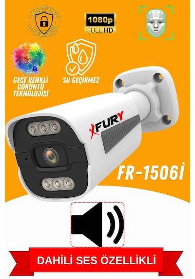 Fury 8 Kameralı Ip Güvenlik Kamerası Seti Sesli 4mp Gece Renkli Su Geçirmez 1506s 320gb