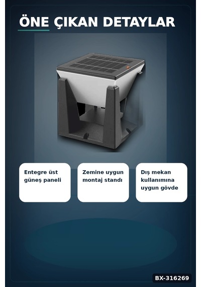 Solar Bahçe Armatürü 75w 6500k Işık Ip65 Dış Mekan Lambası 1 Adet Bx-316269 Diğer