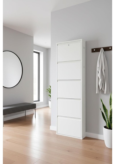 Metal Ayakkabılık 5'li Kilitli Model Beyaz, Lc08-msrl50-5 Çok Renkli