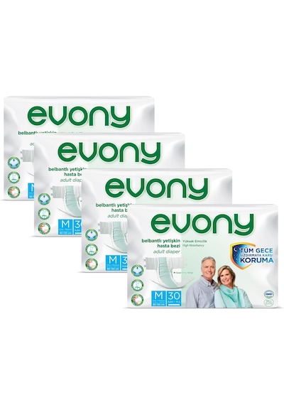 Evony Belbantlı Yetişkin Hasta Bezi Medium 30'lu Paket M
