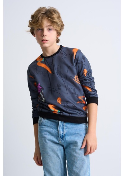 Alexandergardi Alexandergardı Baskılı Desenli Çocuk Sweatshirt Antrasit