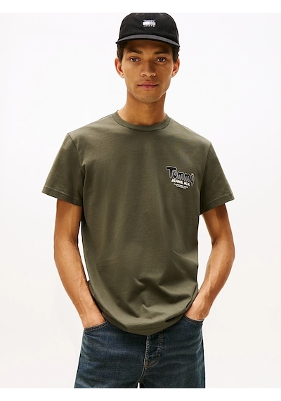 Tommy Hilfiger Tjm Slım Font Play Tee Erkek Yeşil T-shirt - Dm0dm22049