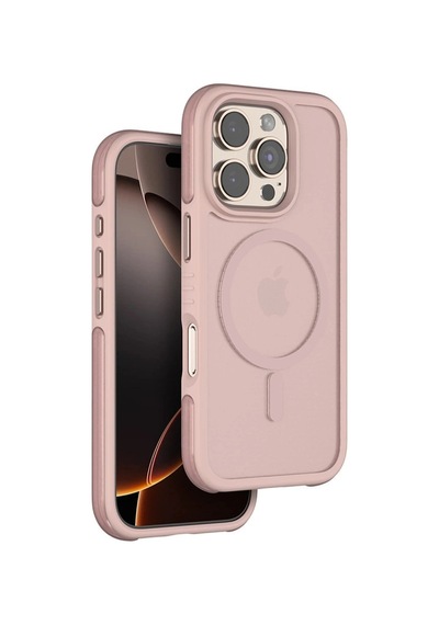 Venco Apple iPhone Uyumlu, 16 Pro Max Orbit Magsafe Kapak - Rose Gold Düz Renkli