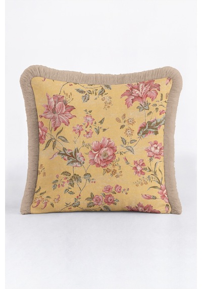 Çiçek Desen Vintage Saçaklı Yastık Kılıfı-romantik Bahar Country Pembe Vizon Püsküllü Kırlent Kılıfı Bordo