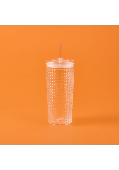 Mienn Pipetli Cam Bardak - Şeffaf - 550 Ml Renkli