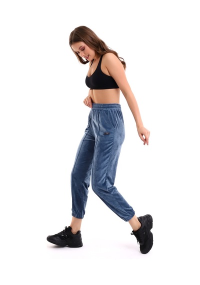 Winmoda34 Kadife Eşofman Jogger İndigo