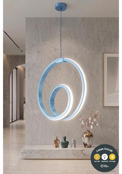 Asora Led Mavi Avize - Minimalist Ve 3 Renk Modern Sarkıt & Salon, Antre Ve Hol Aydınlatma