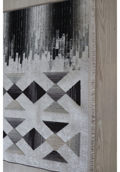 Gri Kilim Dekoratif Salon Halısı Makinada Yıkanabilir Mutfak Halı