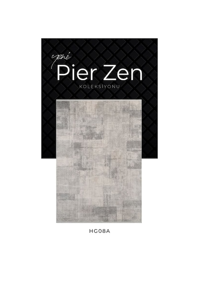 Pierre Cardin Pier Zen Hg08a Krem Gri Viskon Akrilik Yumuşak Leke Tutmaz Silinebilir Halı