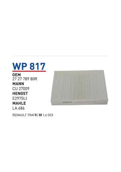 Wp817 Oem 272778980R Renault trafıc III 1,6 Dcı Otomobil polen filtre pollen filter