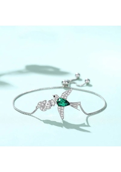 Monemel Kristal Anka Kuşu Bileklik Altın Kaplama B0910 Gümüş - Rodyum