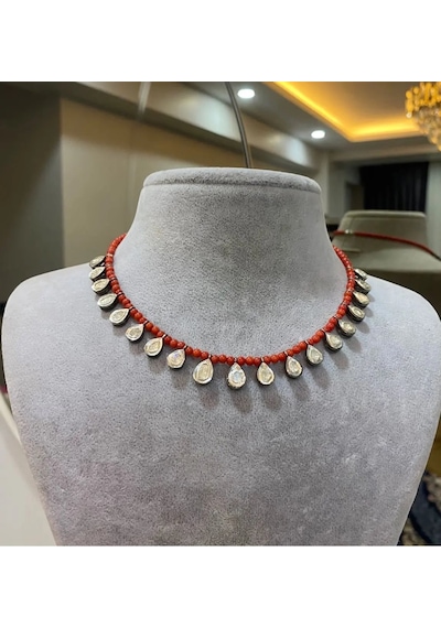 Mercan Ve Elmas Tasarım Kolye 319