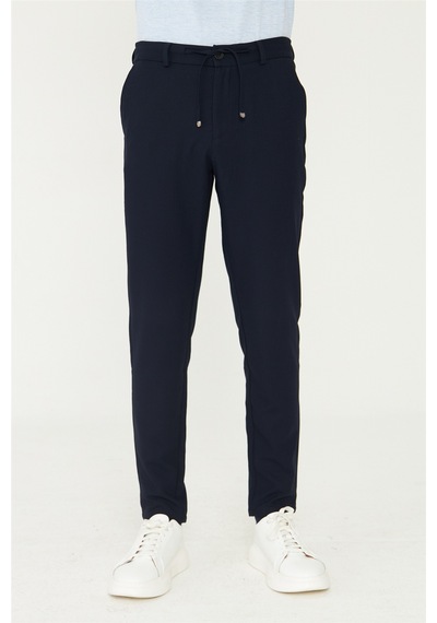 White Stone Lacivert Modern Kesim Bağcıklı Smart Casual Jogger Pantolon Lacıvert